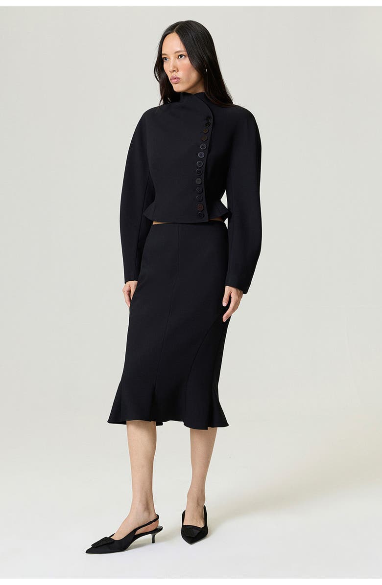 Nocturne Asymmetric Buttoned Tailored Jacket, Main, color, Black