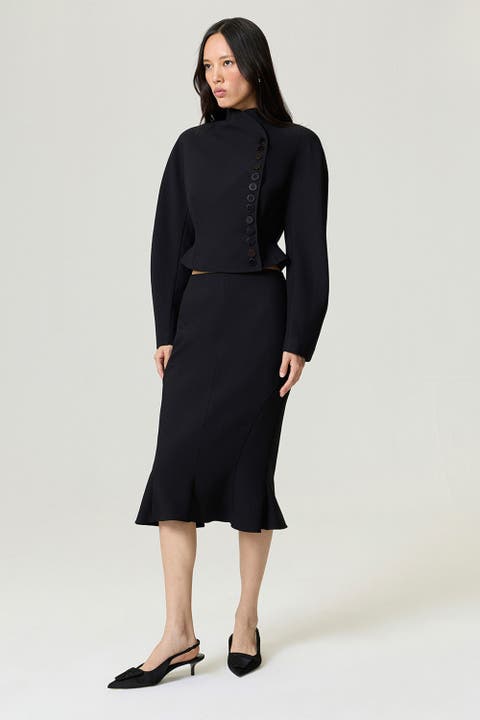 Asymmetric Buttoned Tailored Jacket