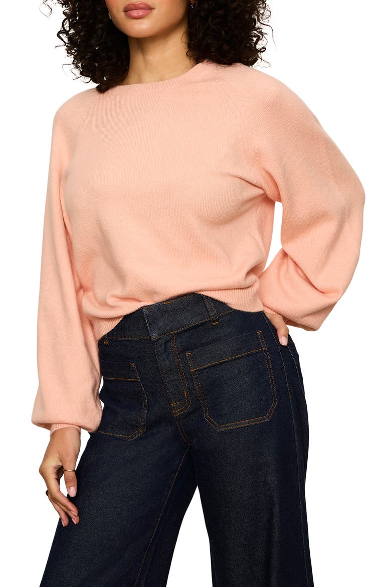 Raglan Sleeve Sweater, Alternate, color, LIGHT PERSIMMON CORAL