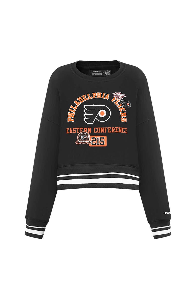PRO STANDARD Women's Pro Standard  Black Philadelphia Flyers Area Code Cropped Pullover Sweatshirt, Alternate, color, Black