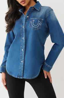 True Religion Slim Fit Crystal Denim Button-Up Shirt
