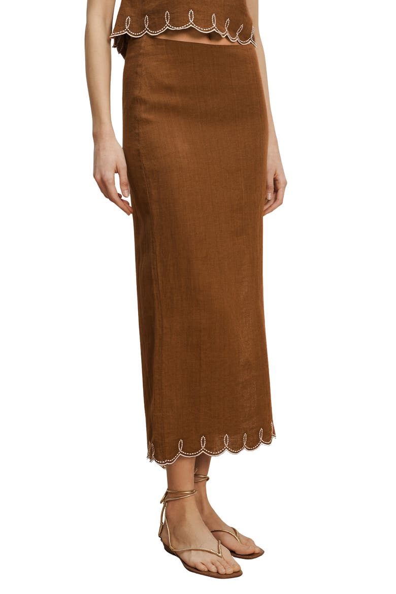 Malou Scallop Maxi Skirt, Main, color, DEEP OCHRE