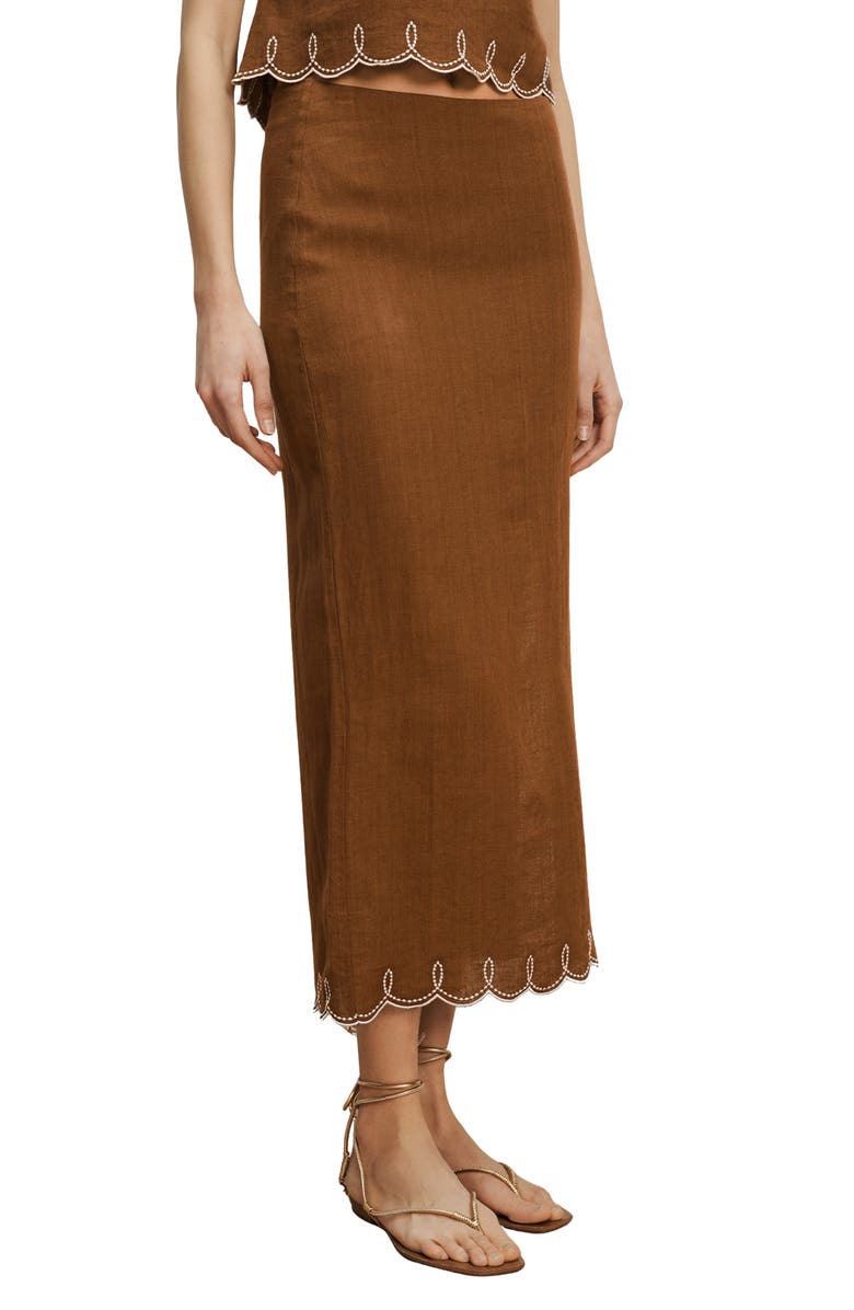 Veronica Beard Malou Scallop Maxi Skirt, Main, color, Deep Ochre