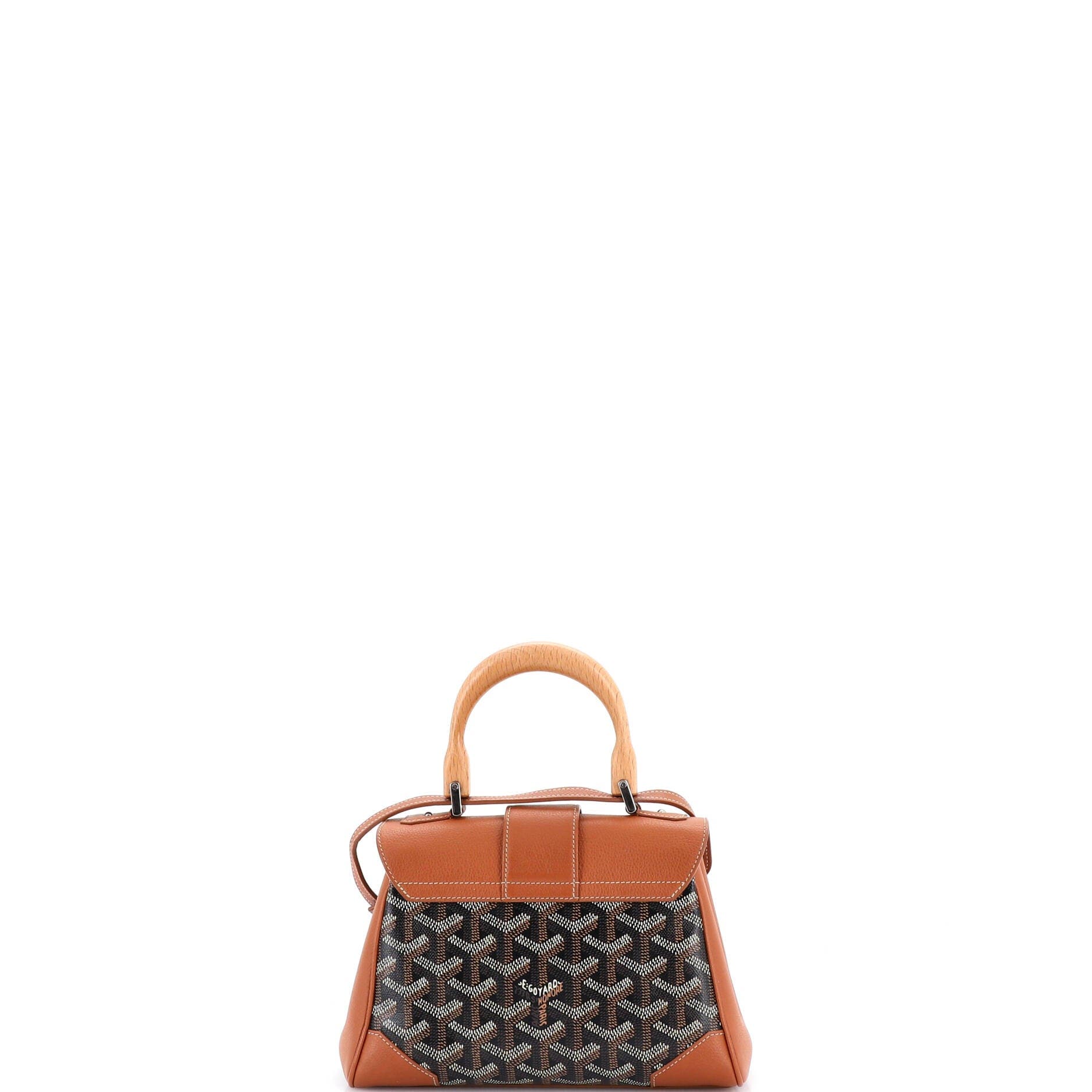 Pre-Owned Goyard Saigon Top Handle Bag Coated Canvas with Leather Mini, Alternate, color, Brown