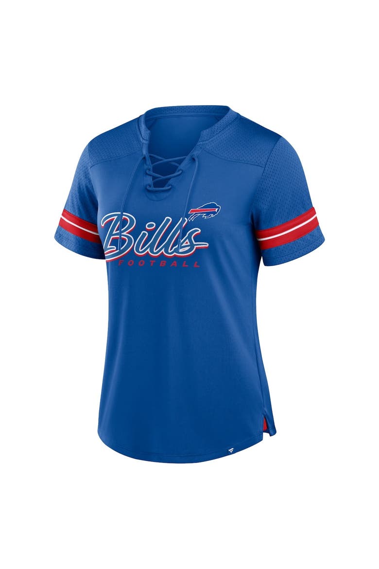 Women's Fanatics Royal Buffalo Bills Play Script Lace-Up T-Shirt, Alternate, color, Royal
