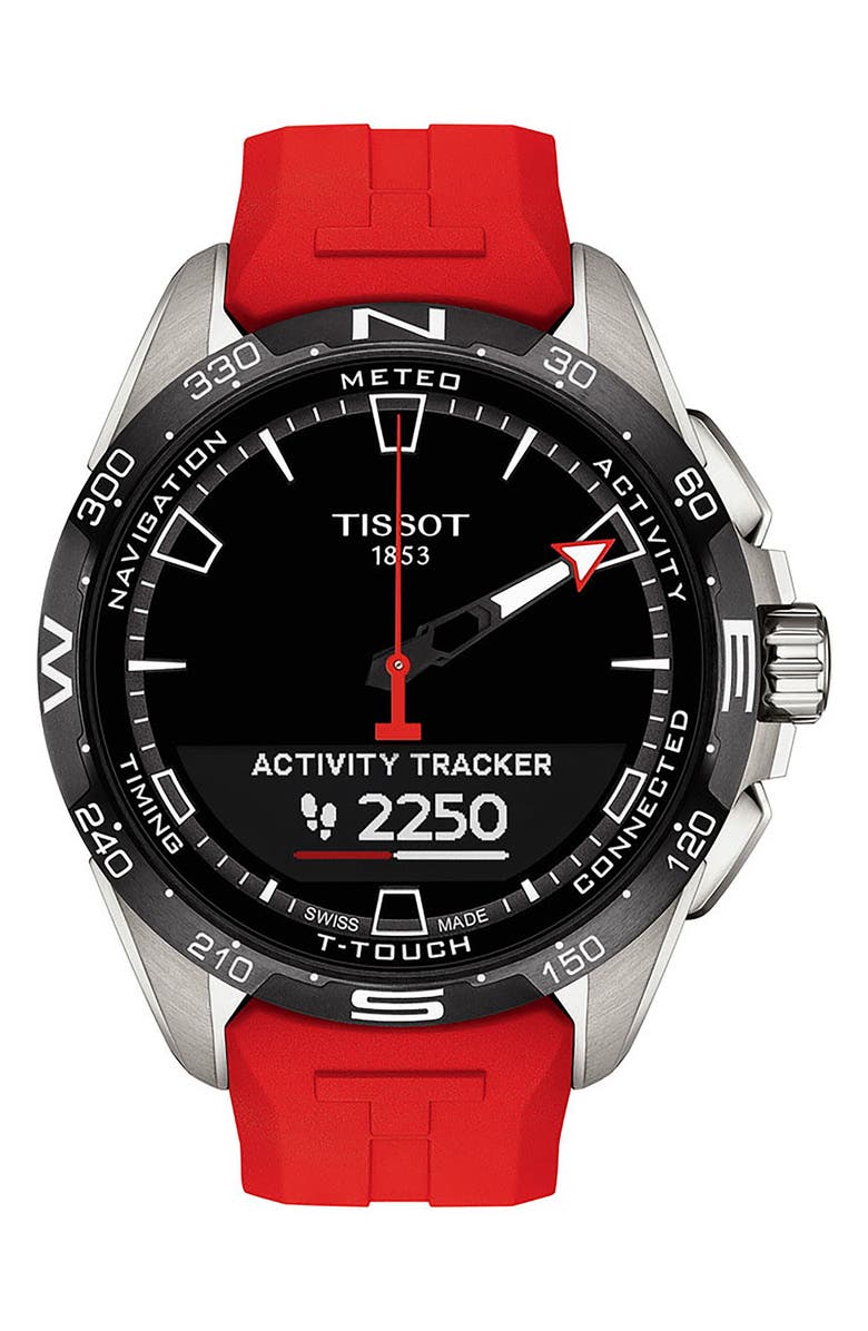 Tissot T-Touch Connect Solar Smart Silicone Strap Watch, 47.5mm, Alternate, color, 