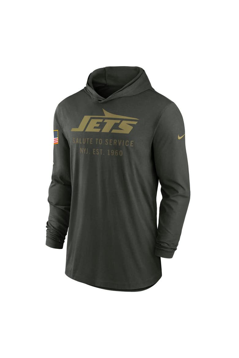 Men's Nike Forest Green New York Jets 2025 Salute to Service Sideline Dri-FIT Lightweight Hooded Pullover, Alternate, color, Forest Green