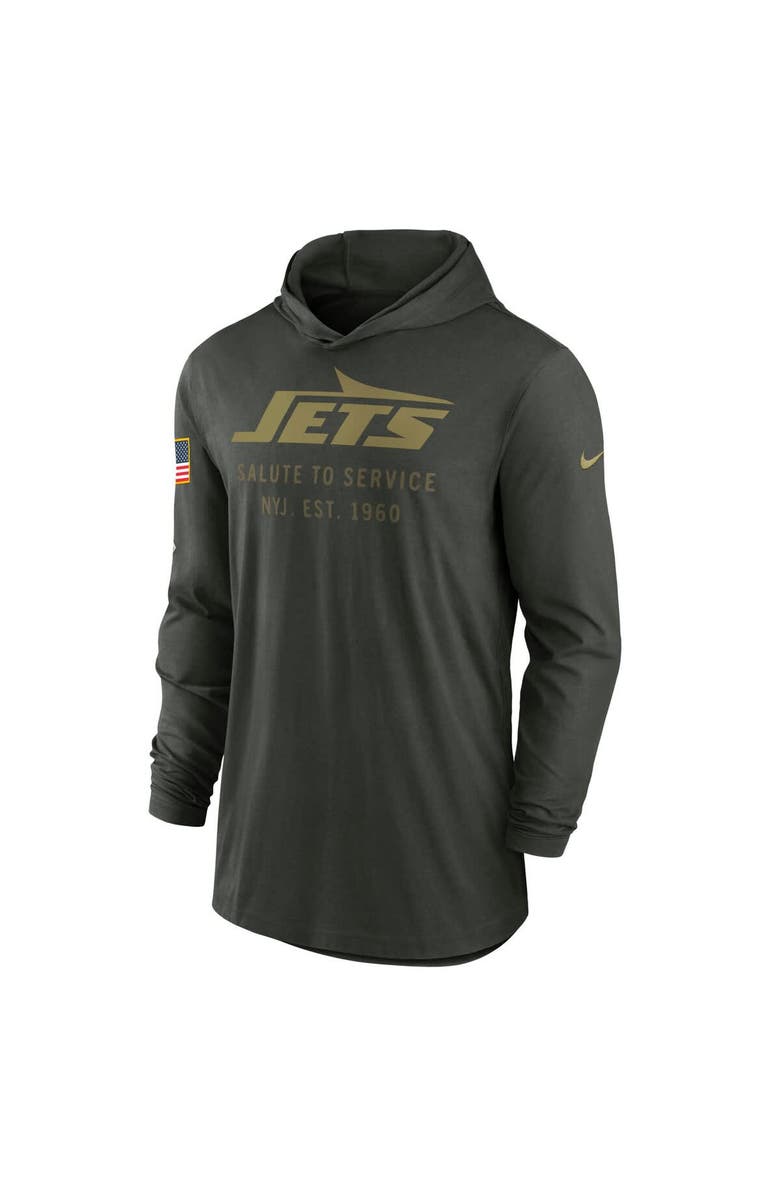 Nike Men's Nike Forest Green New York Jets 2025 Salute to Service Sideline Dri-FIT Lightweight Hooded Pullover, Alternate, color, Forest Green