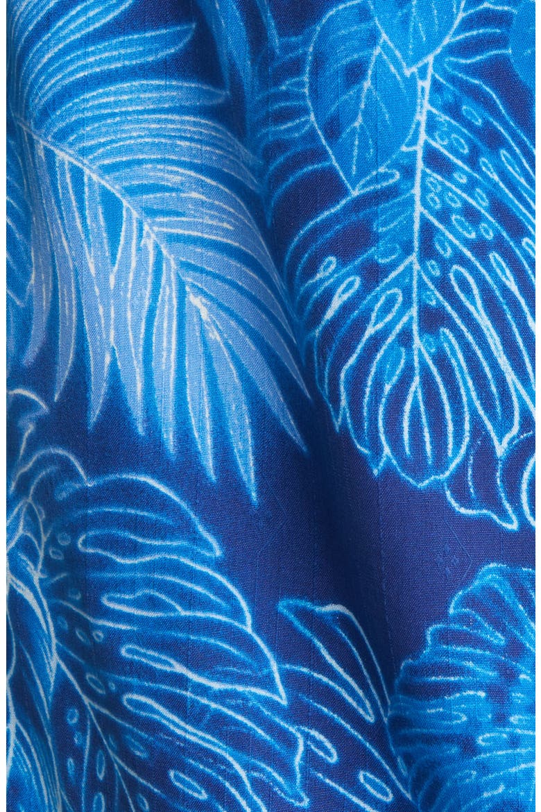 Luminescent Fronds Short Sleeve Silk Button-Up Shirt, Alternate, color, PALACE BLUE