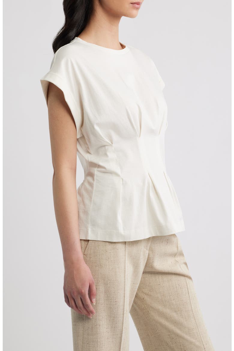 Evinata Pleated Peplum Top, Alternate, color, SOFT CREAM
