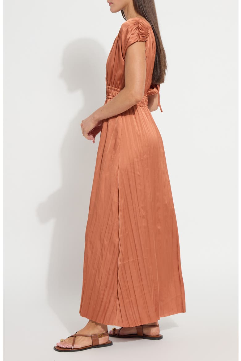 Maite Packable Pleated Maxi Dress, Alternate, color, SAFFRON