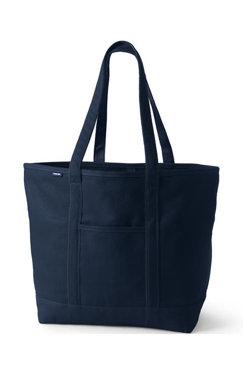 Lands’ End Canvas Open Top Tote Bag  Regular & Long Handle Carry All - Stylish  for Work  Travel  Beach  Errands  Great Gift