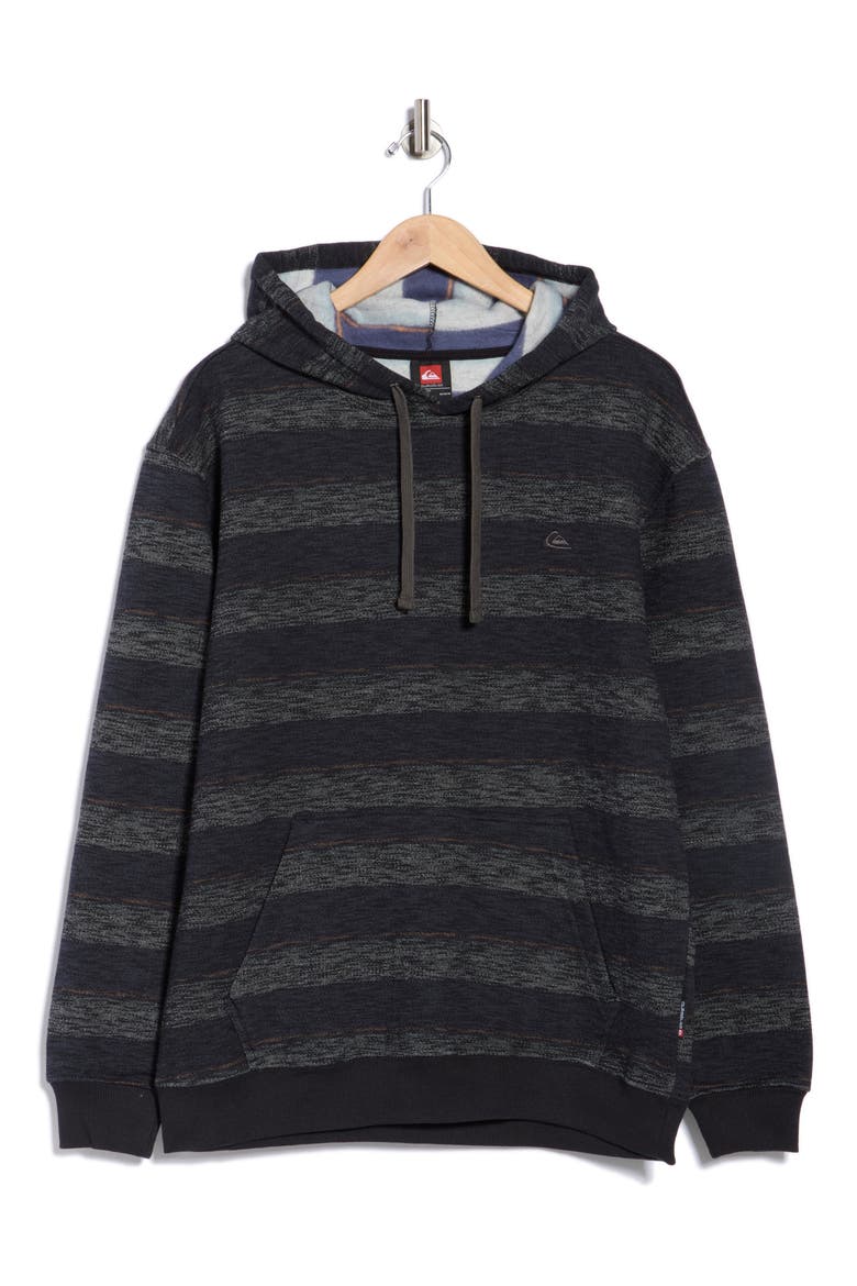 Steady Stripe Cotton Blend Hoodie, Alternate, color, BLACK