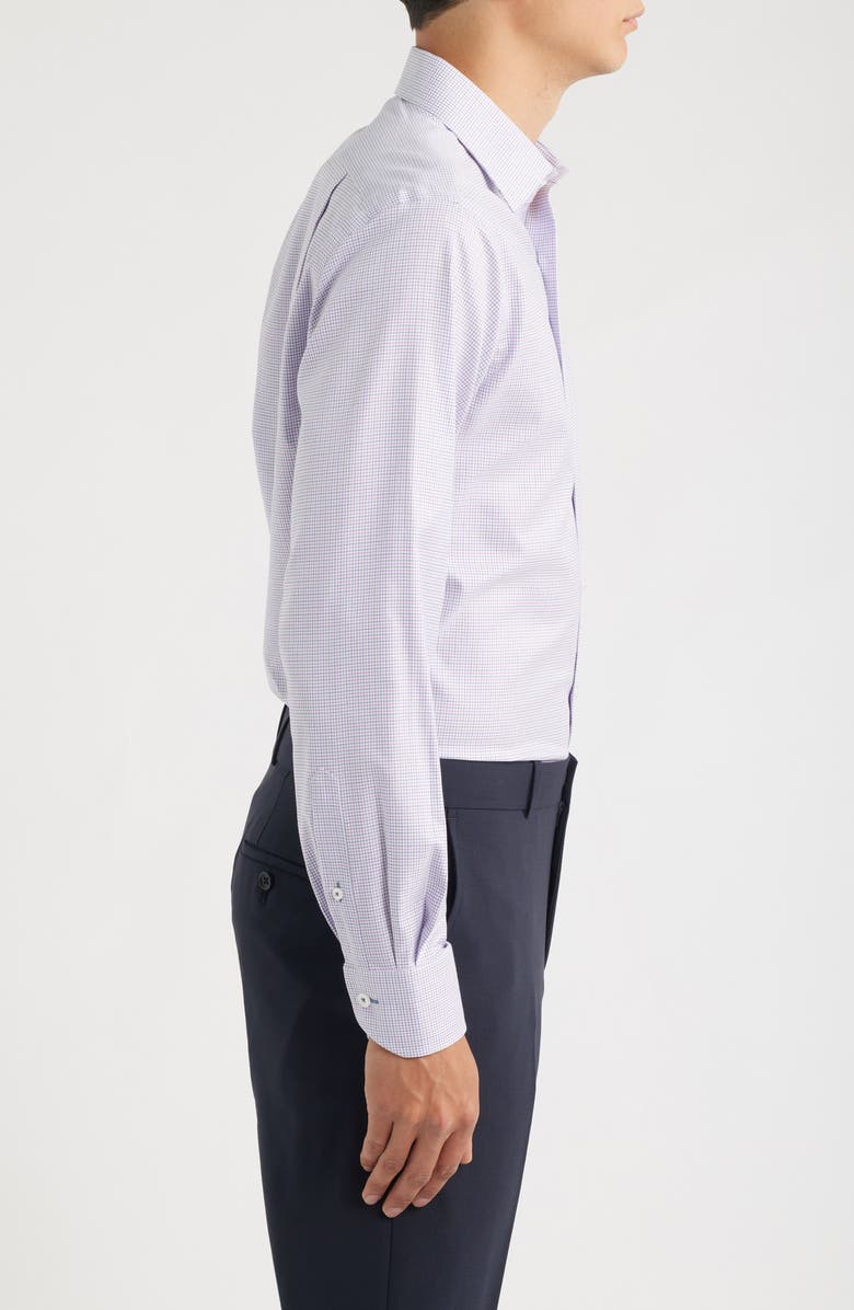 Lorenzo Uomo Trim Fit Mini Grid Textured Cotton Dress Shirt, Alternate, color, White/ Purple