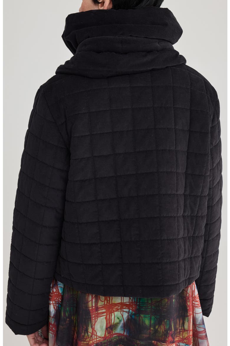 Violette Quilted Velvet Scarf, Alternate, color, Black