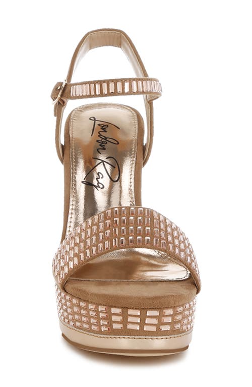 London Rag Starlet Rhinestone Platform Sandal In Tan