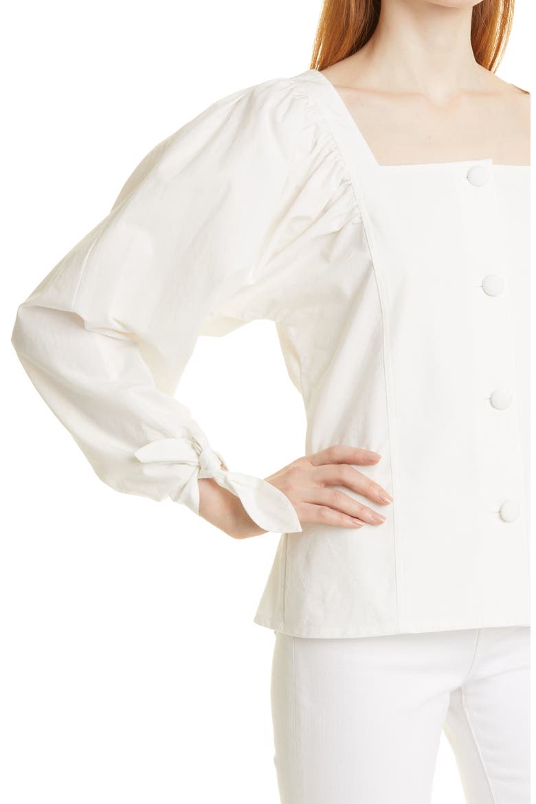 Alma Square Neck Cotton Blouse, Alternate, color, WHITE