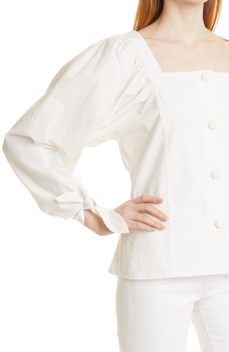 MILLE Alma Square Neck Cotton Blouse, Alternate, color,
