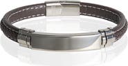 Lucky Brand Microfiber Leather and Stainless Steel ID Bracelet for Men - 8.5''