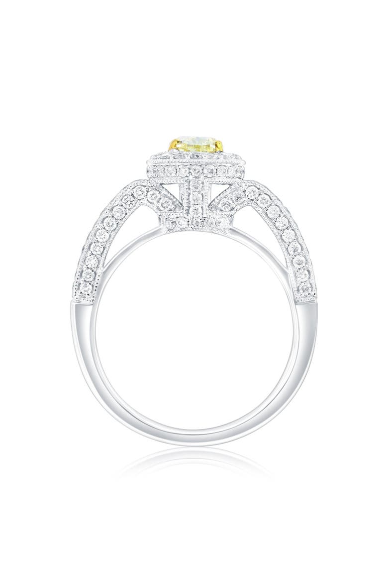 14K White & Yellow Gold 0.71ct Yellow Diamond & 0.90cttw Diamond Ring, Alternate, color, Yellow