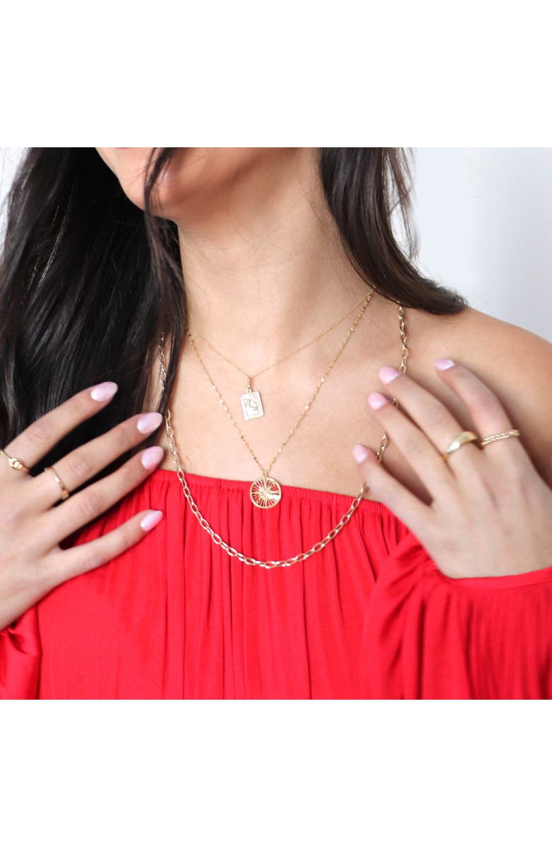 The Lovery Fine Jewelry Gold Moon Tag Necklace, Alternate, color, Yellow Gold