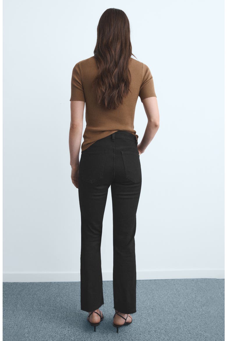 Sienna Raw Hem Crop Flare Jeans, Alternate, color, BLACK DENIM