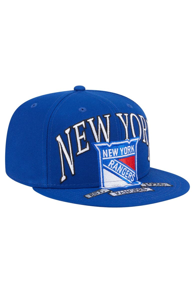 Men's New Era Blue New York Rangers Oversized Vintage Arch 59Fifty Fitted Hat, Alternate, color, Blue