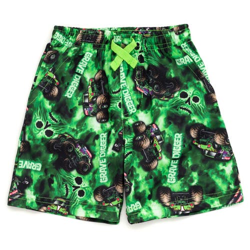 Monster Jam Grave Digger T-shirt & Mesh Shorts Set In Gray
