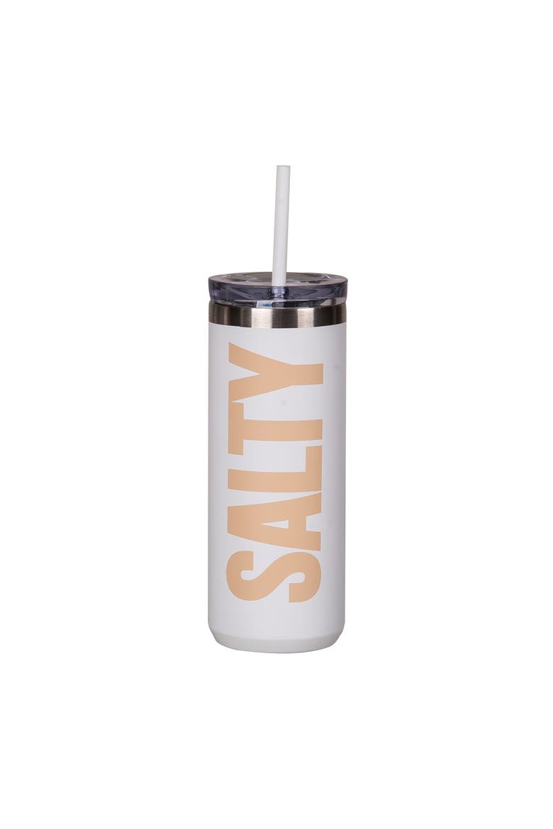Salty Tumbler w/ Straw Metal White 18 oz, Main, color, White