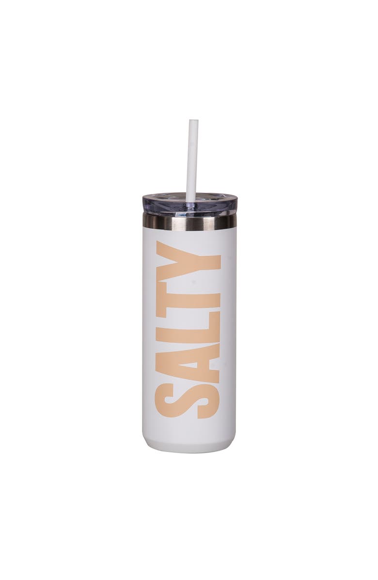 Totalee Gift Salty Tumbler w/ Straw Metal White 18 oz, Main, color, White