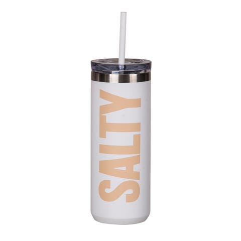 Salty Tumbler w/ Straw Metal White 18 oz