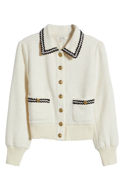 Zoe And Claire Collar Tweed Cardigan In Cream