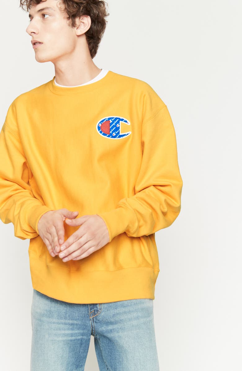 Champion Sublimated Logo Crewneck Sweatshirt, Alternate, color, 