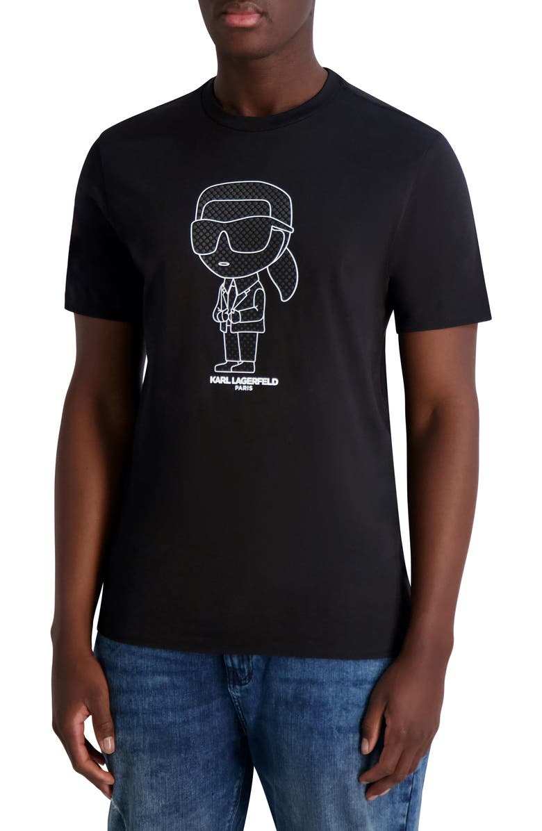 KARL LAGERFELD PARIS Rubberized Karl Cotton Graphic T-Shirt, Alternate, color, Black/ Navy