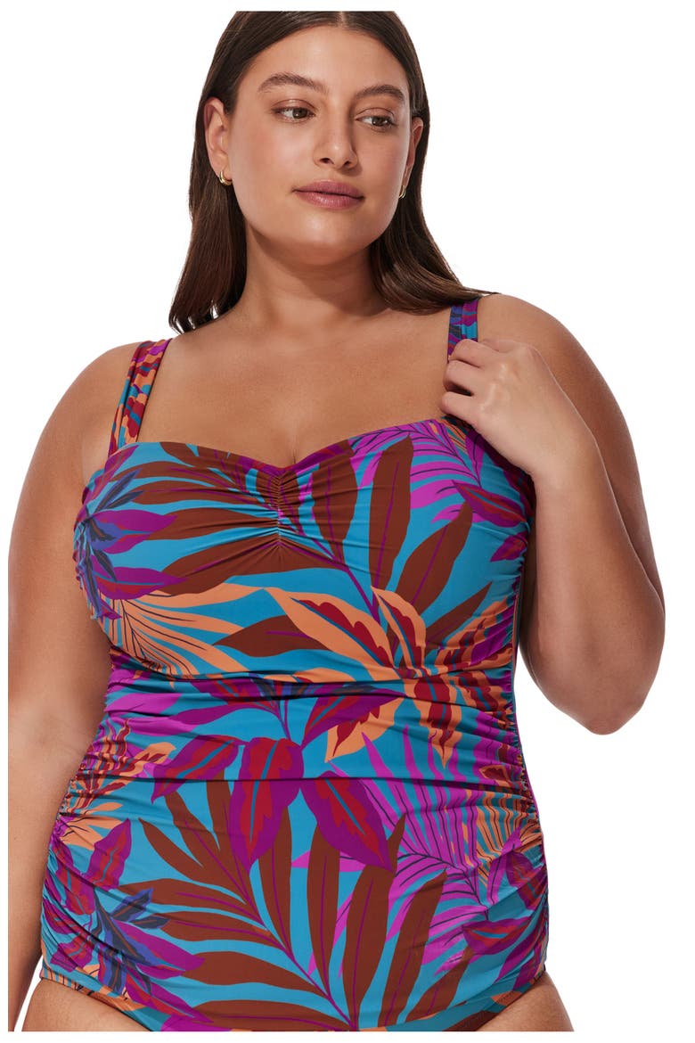 Plantopia Plus Size Tankini Top, Alternate, color, Multi-Teal
