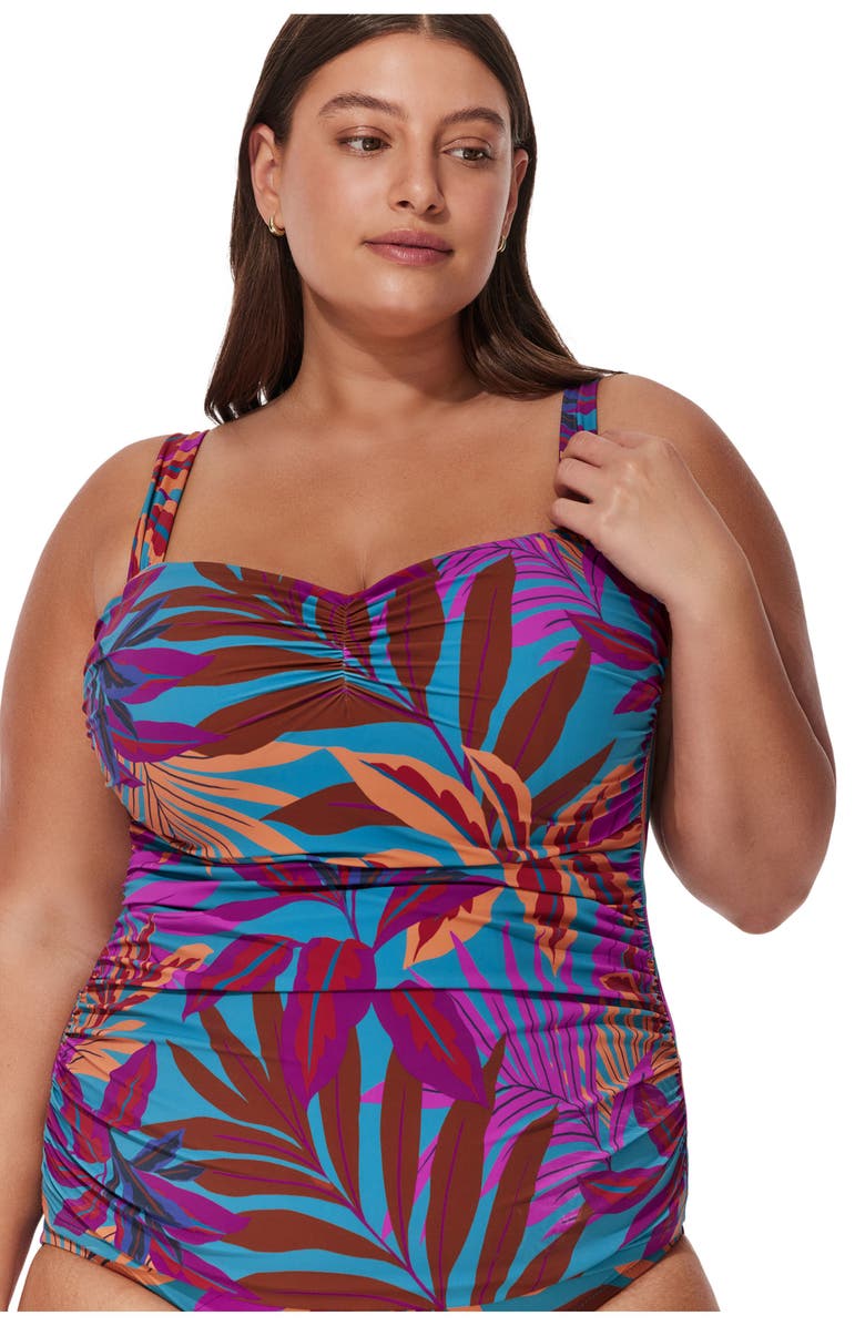 Gottex Plantopia Plus Size Tankini Top, Alternate, color, Multi-Teal