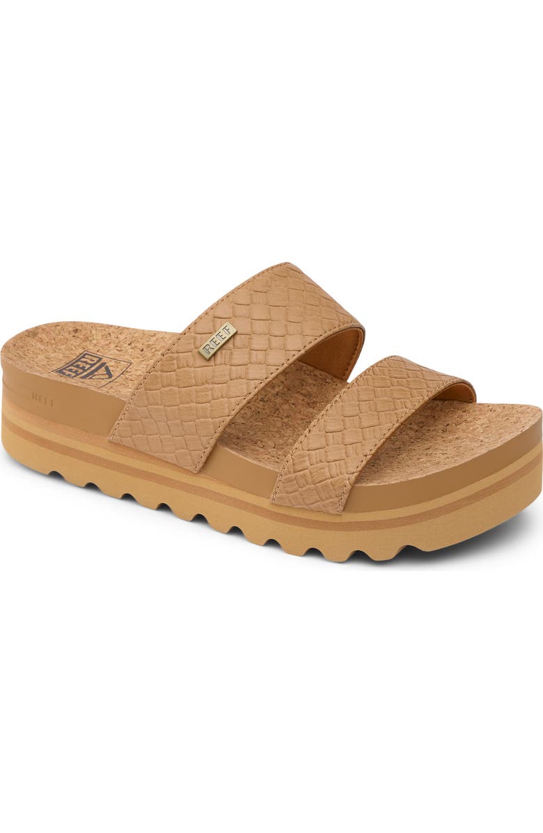Reef Cushion Vista Hi Slide Sandal, Main, color, Tan Wicker