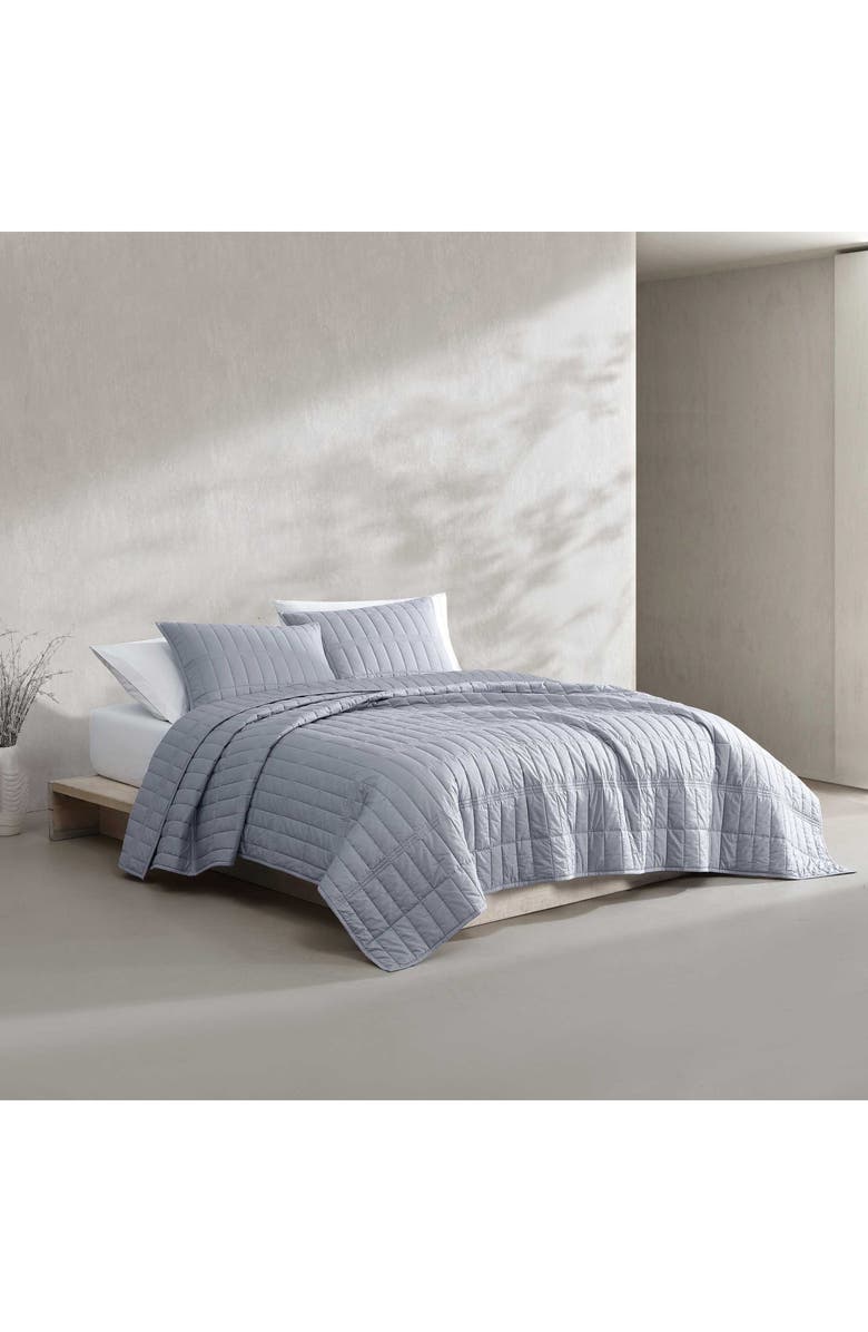 Calvin Klein Washed Percale Quilt & Shams Set, Alternate, color, Grey