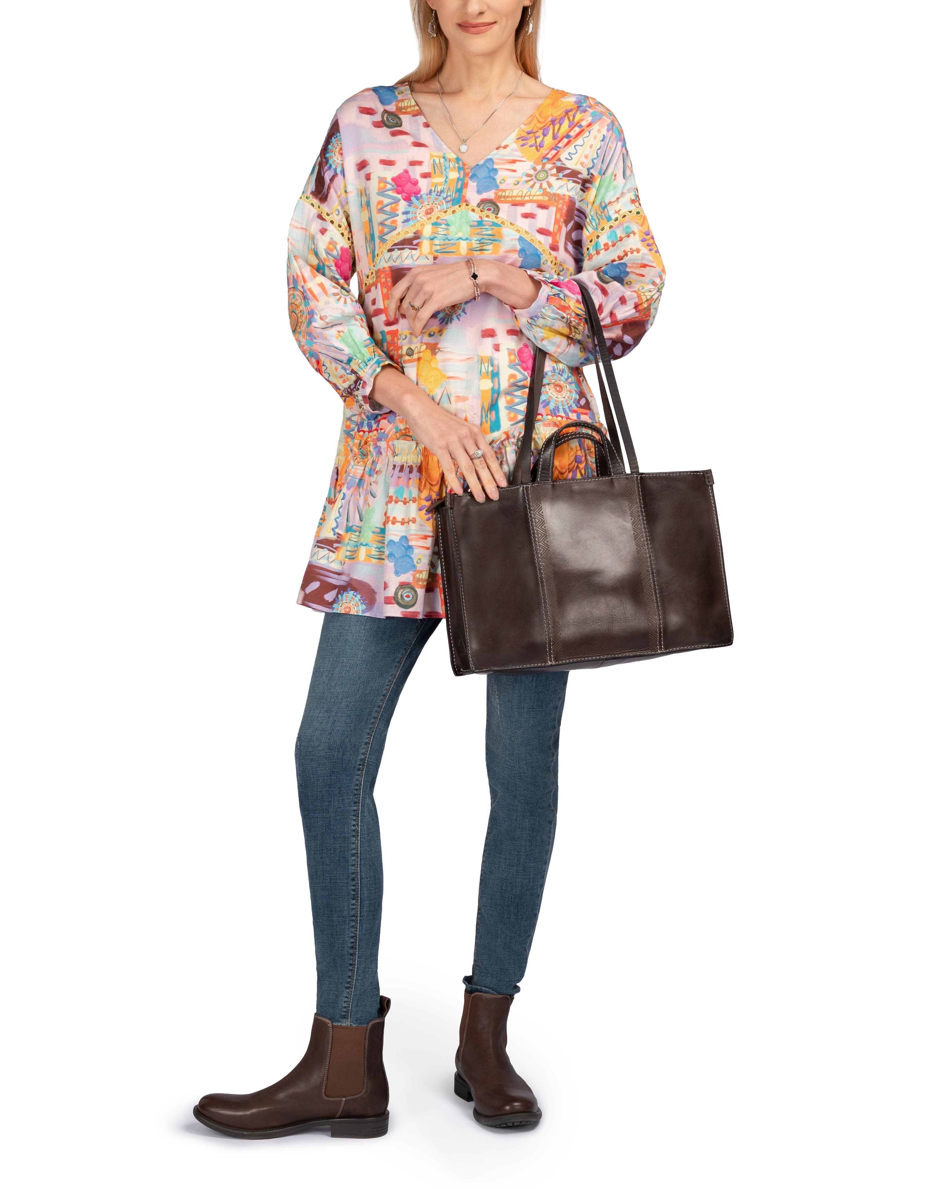 Freesia Genuine Leather Structured Carryall Tote, Alternate, color, Taupe