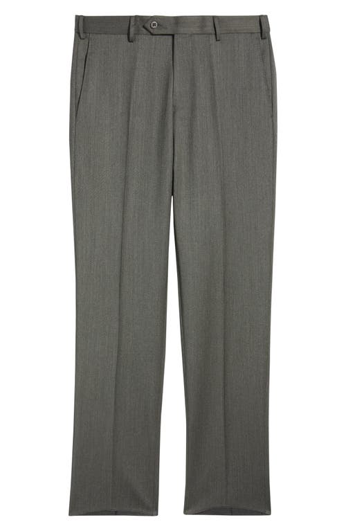 Zanella Parker Flat Front Wool Dress Pants In Green