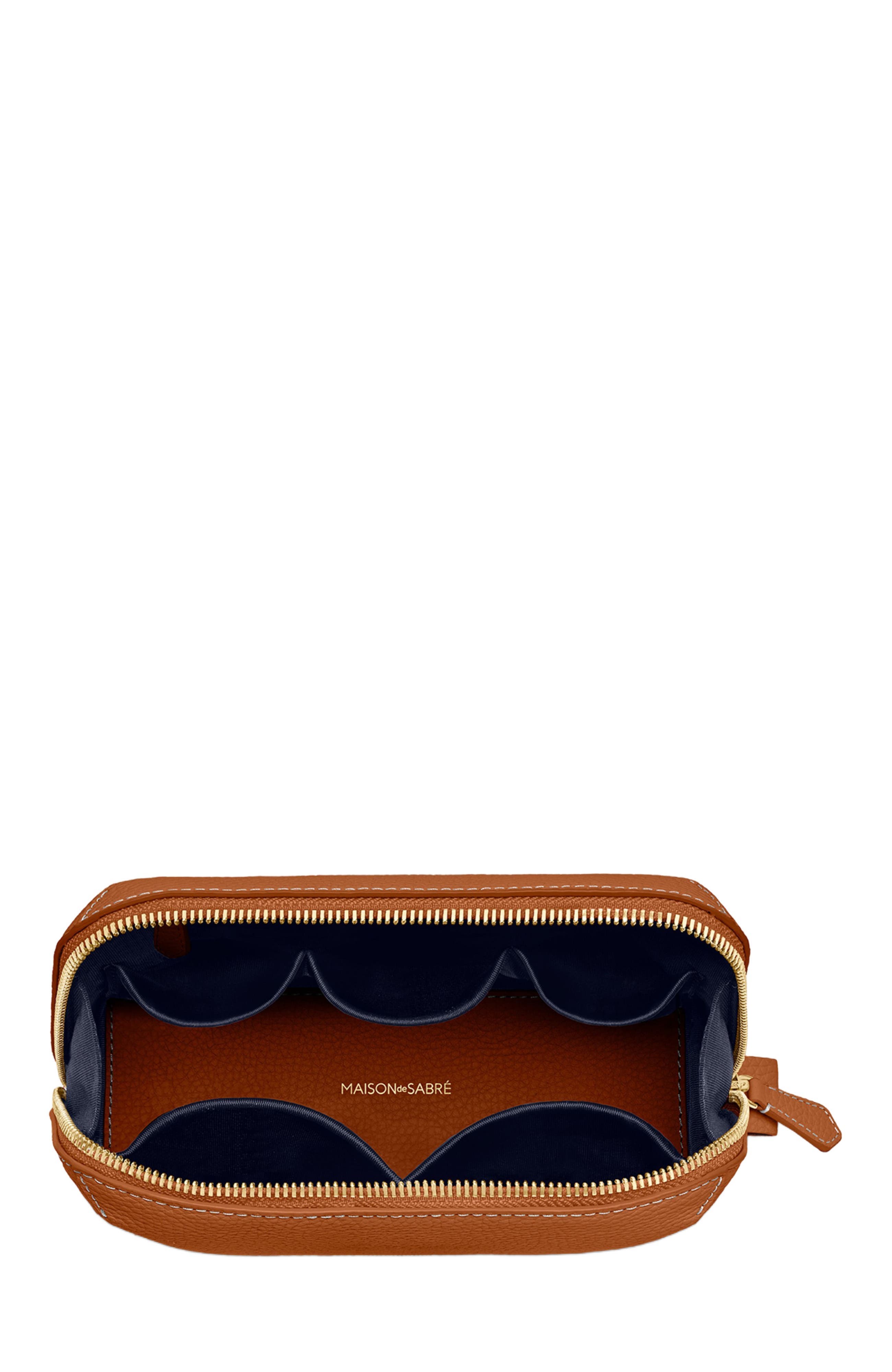 MAISON de SABRÉ Leather Tech Pouch, Alternate, color, Pecan Brown