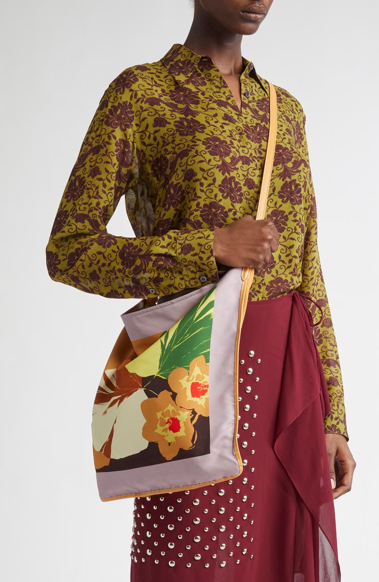 Dries Van Noten Floral Print Canvas Tote, Alternate, color,