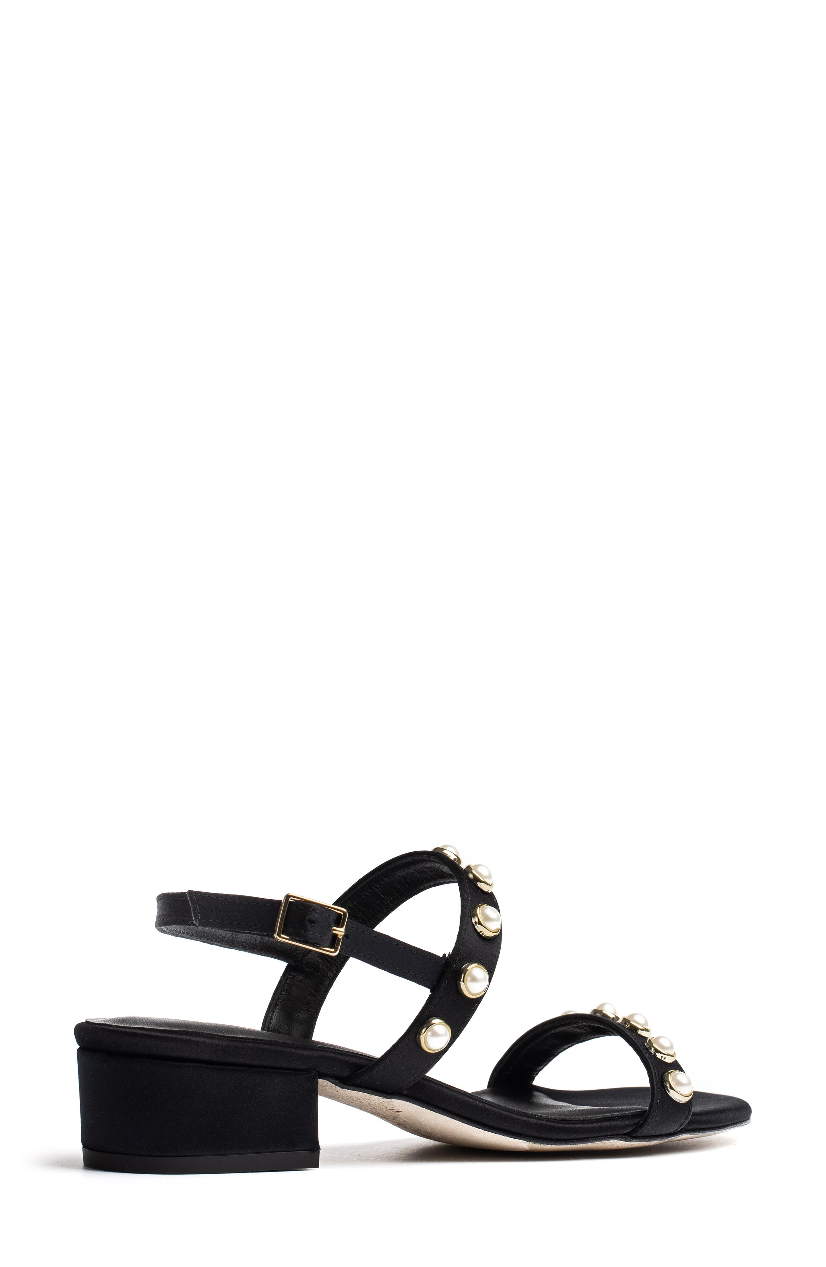 Jon Josef Sawyer Imitation Pearl Sandal, Alternate, color, Black Satin