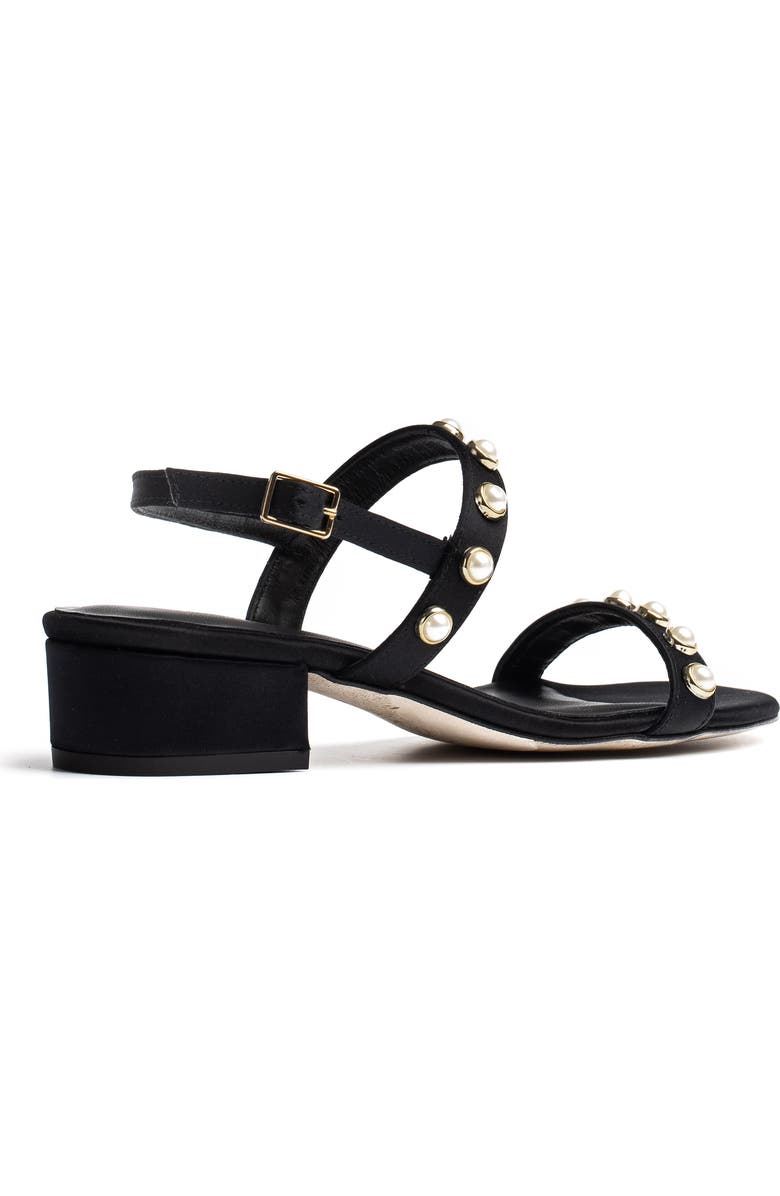 Jon Josef Sawyer Imitation Pearl Sandal, Alternate, color, Black Satin