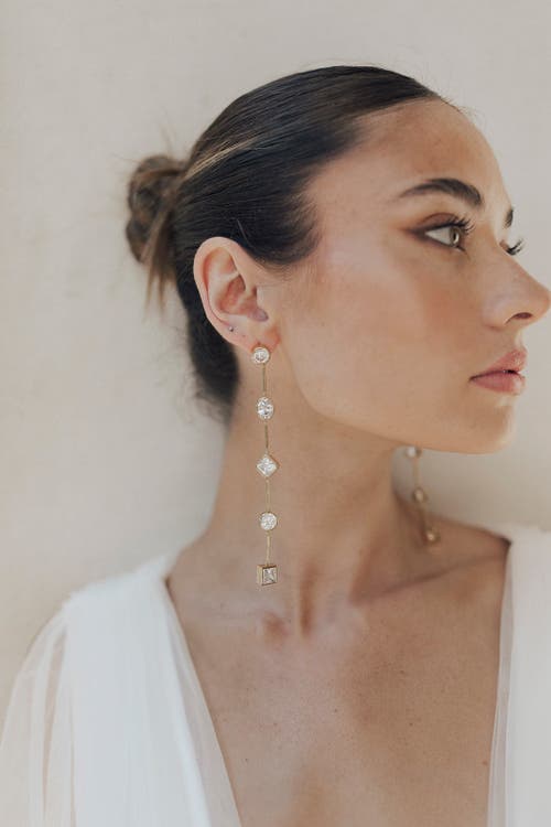 Untamed Petals Carmela Bezel Crystal Drop Earrings In Gold
