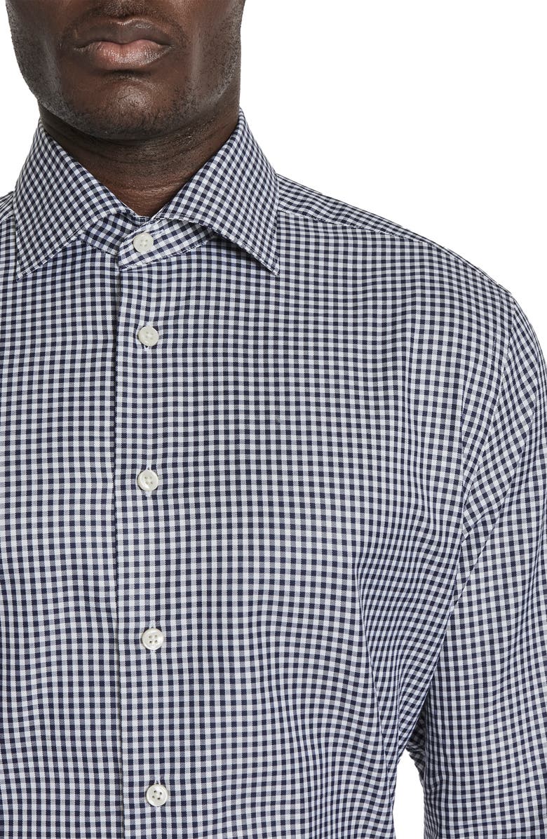 Jack Victor Royland Check Herringbone Dress Shirt, Alternate, color, Navy