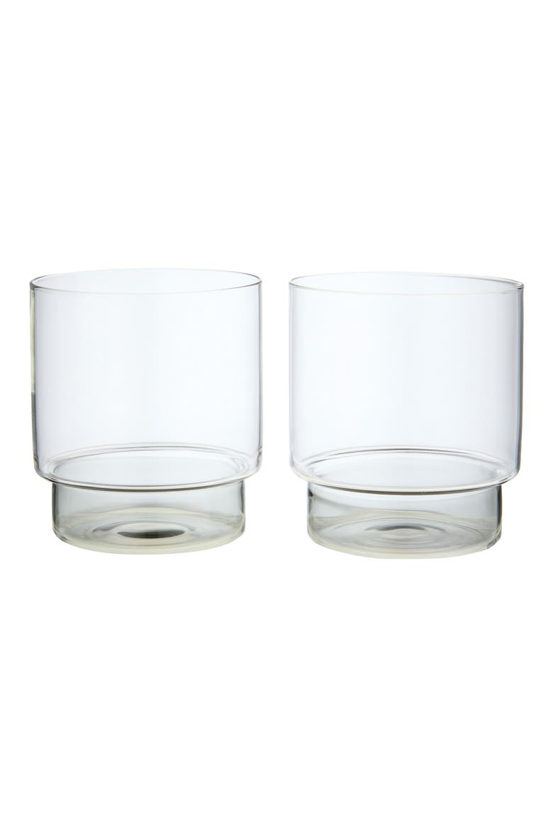 Rye Set of 2 Water/Beer Glasses, Main, color, CLEAR + SMOKE