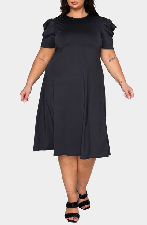 Aleyna Puff Sleeve A-Line Dress (Plus)