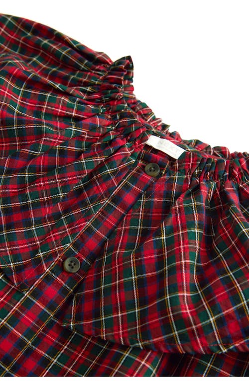 Next Kids' Plaid Platter Collar Cotton Button-up Shirt In Red