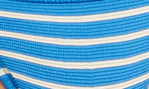 Robin Piccone Parker Stripe Rib Bikini Top In Hydra/ecru